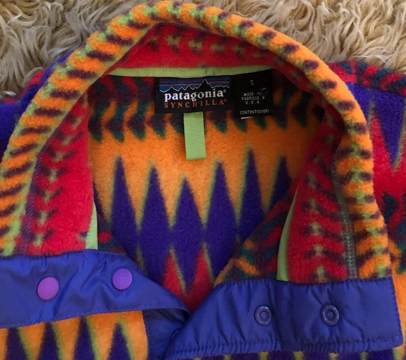 Vintage Patagonia 1997 Snap T Pullover Small S Men's Minnehaha Flame Fleece RARE