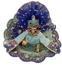 Laddu Gopal Kanha Ji Thakur Ji Heavy Dress With Pagadi Size 1 Firozi Blue