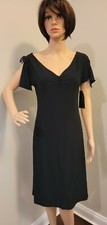 NEW TIANA B. Black Stretch V-Neck Split Sleeve Dress Size S