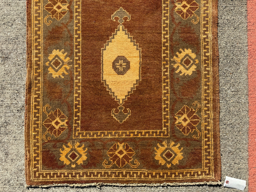 2x13 VINTAGE RUNNER RUG oriental HANDMADE antique handwoven brown cashmere 3x13 - Picture 16 of 17