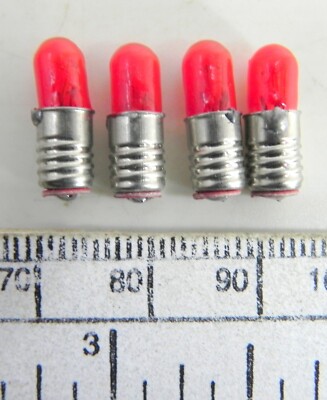 L.E.S. / E5 Bulb - Tubular 5Mm 6 Volts Red - Pack Of 4