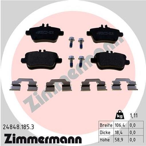 Zimmermann BremsbeläGe Hinten FüR Mercedes-Benz B-Klasse SLK Infiniti Q30 QX30-image