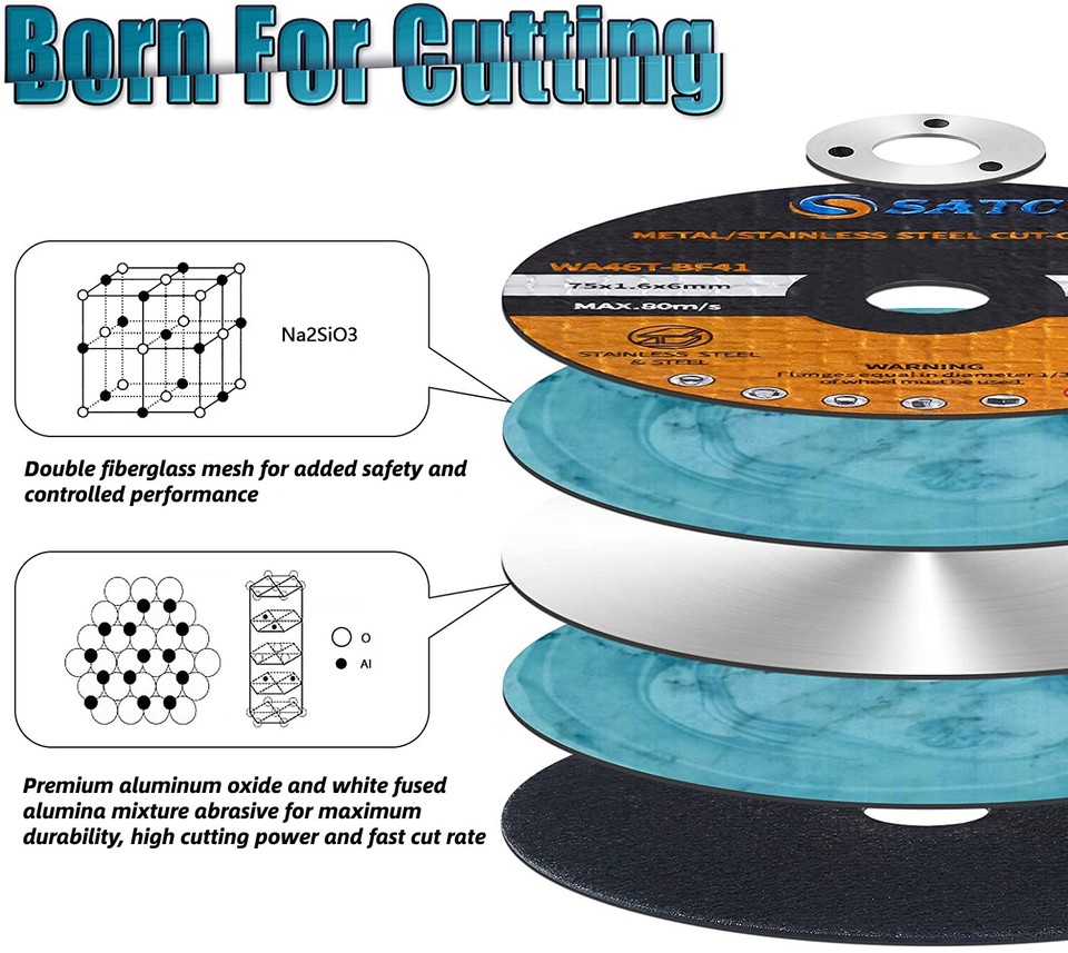 25PCS 3 inch Cut Off Wheels 3/8" Arbor Die Grinder Metal Cutting Disc