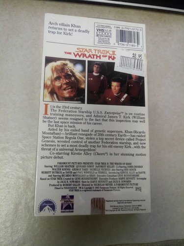Vtg Star Trek 2 The Wrath Of Khan VHS New Factory Sealed 1991 Paramount pictures - Picture 2 of 4