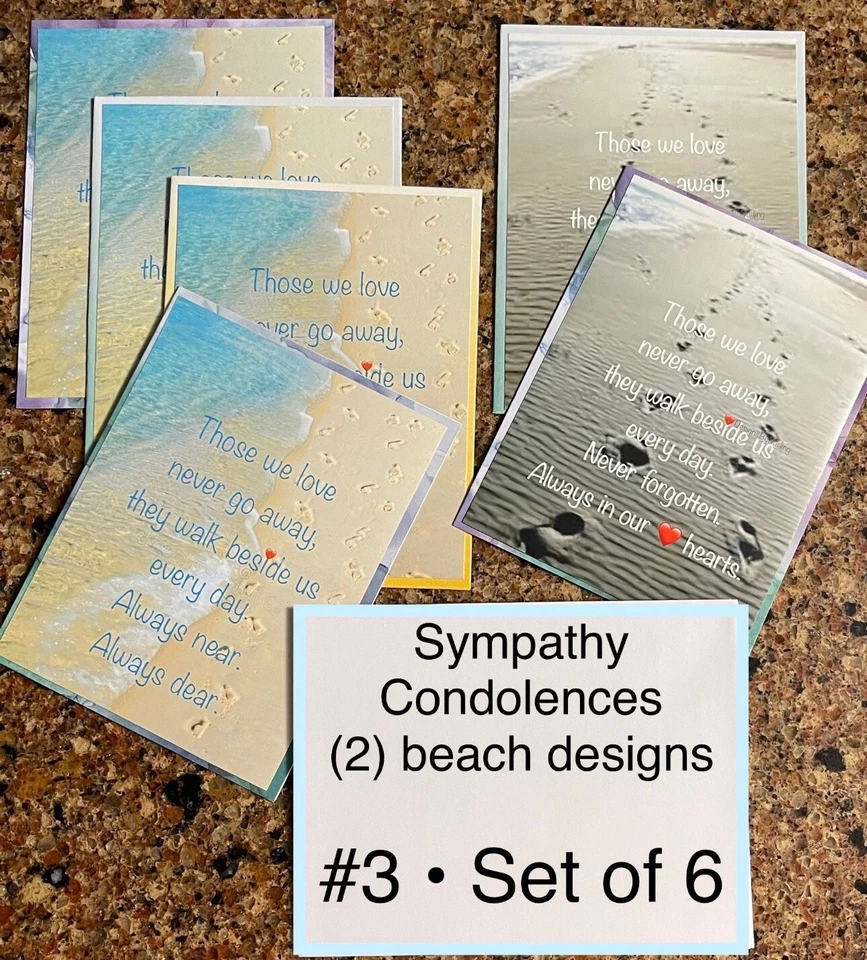 Sympathy - Condolences Greeting cards - Set Of 6 - White Envelopes - Variety - Image 3 of 4