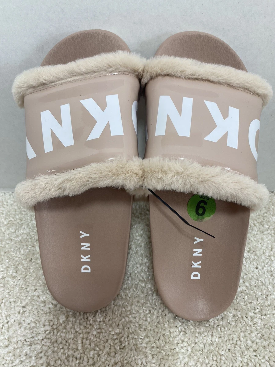 Ladies Multi-Color Faux Fur Slide Sandals