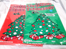 Christmas Plastic Tablecloths 54" X 108" Rectangle, Lot of 2 NEW / SEALED