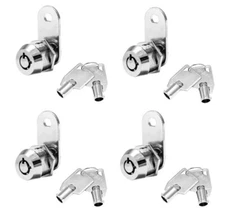 Set of FOUR Tubular Cam Locks; Keyed Alike, RV Lock, Cabinet Toolbox Drawer Safe