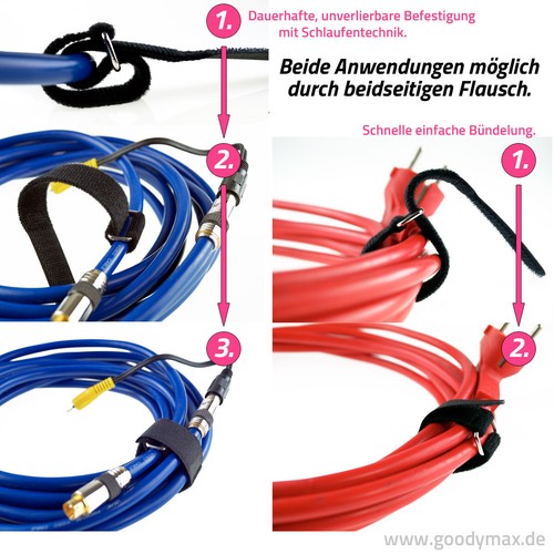 Multiloop Klettkabelbinder mit beidseitigen Flausch Universal Kabelbinder Klett - Bild 2 von 9
