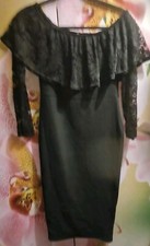 Size 8 Black Ladies Lace Off Shoulder Occasion/party Dress