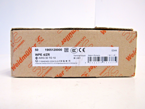Weidmuller (Box of 42) 1905120000 WPE 4/ZR AWG 30 to 10 Terminal Block 61-3 - 第 3/4 張圖片