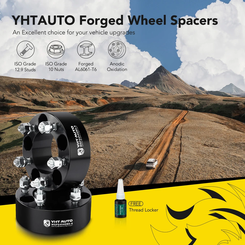 4x 5x4.5" to 5x4.5" Wheel Spacer M12x1.5 82.5mm 2" for Cadillac Acura Mitsubishi - Image 2 of 4