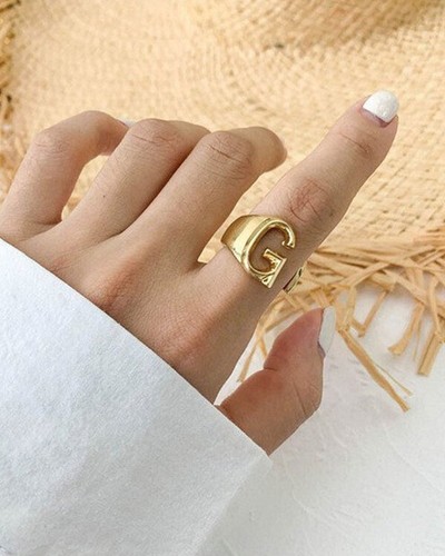 Inicial Anillo 925 Plata Ley Nombre Cumpleaños Navidad Anillo |