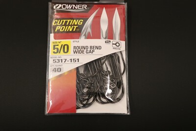 Owner 5317-151 60° Round Bend Wide Gap Jig Hooks - Size 5/0 Pro Pack of 40
