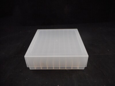 USA Scientific Plastic 81 Tube Rack 13 x 13 x 26mm Cell w/ Lid Clear ...
