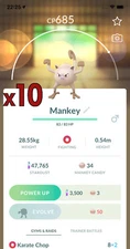 10x Mankey Pokemon Bundle !! Good Chance of Lucky and Good IVs !! Go