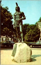 Massasoit Statue Pilgrim Protector Plymouth Massachusetts Postcard B5