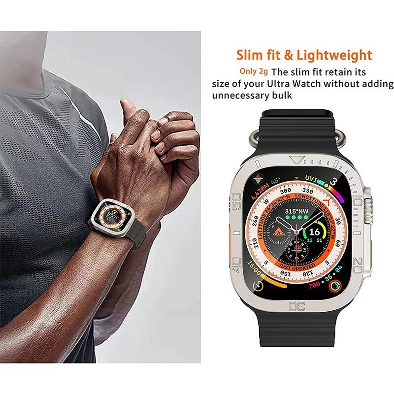 Metal Frame Bezel Tempered Glass Screen Protector Film r Apple Watch Ultra2 49mm - Image 3 of 4