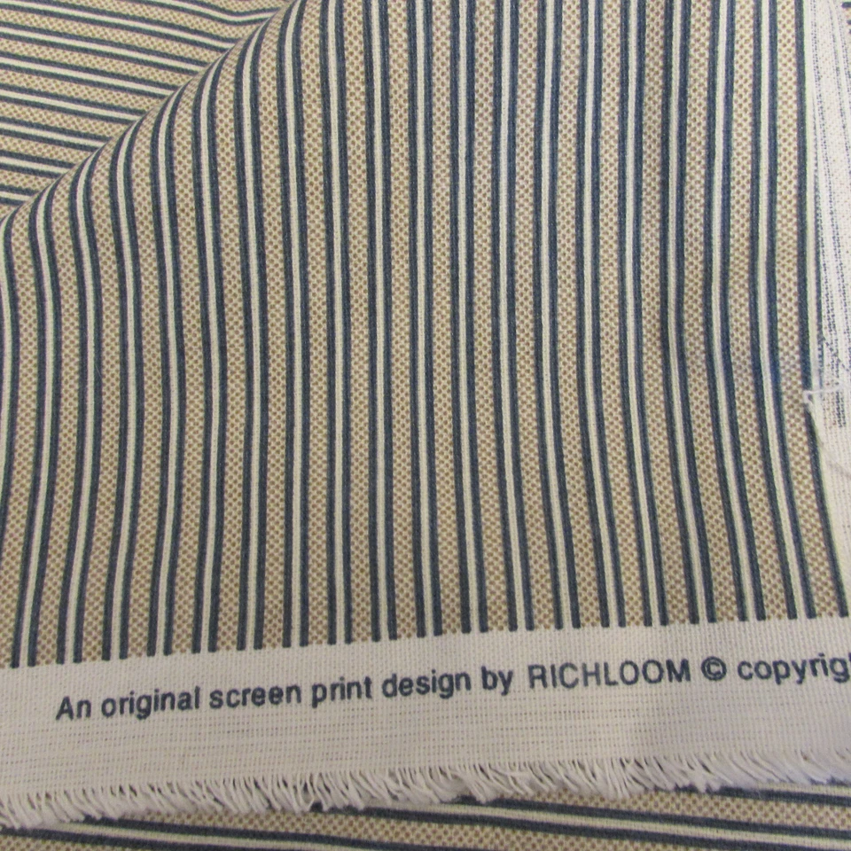 Upholstry Fabric Screen Print by Richloom 2011 Stripe Blue White Tan BTYx 54 - Image 2 of 4