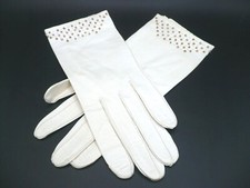 NVWOT ARIS OF PARIS French Kid Gloves Size 6 White Pearls Original Bag Faux