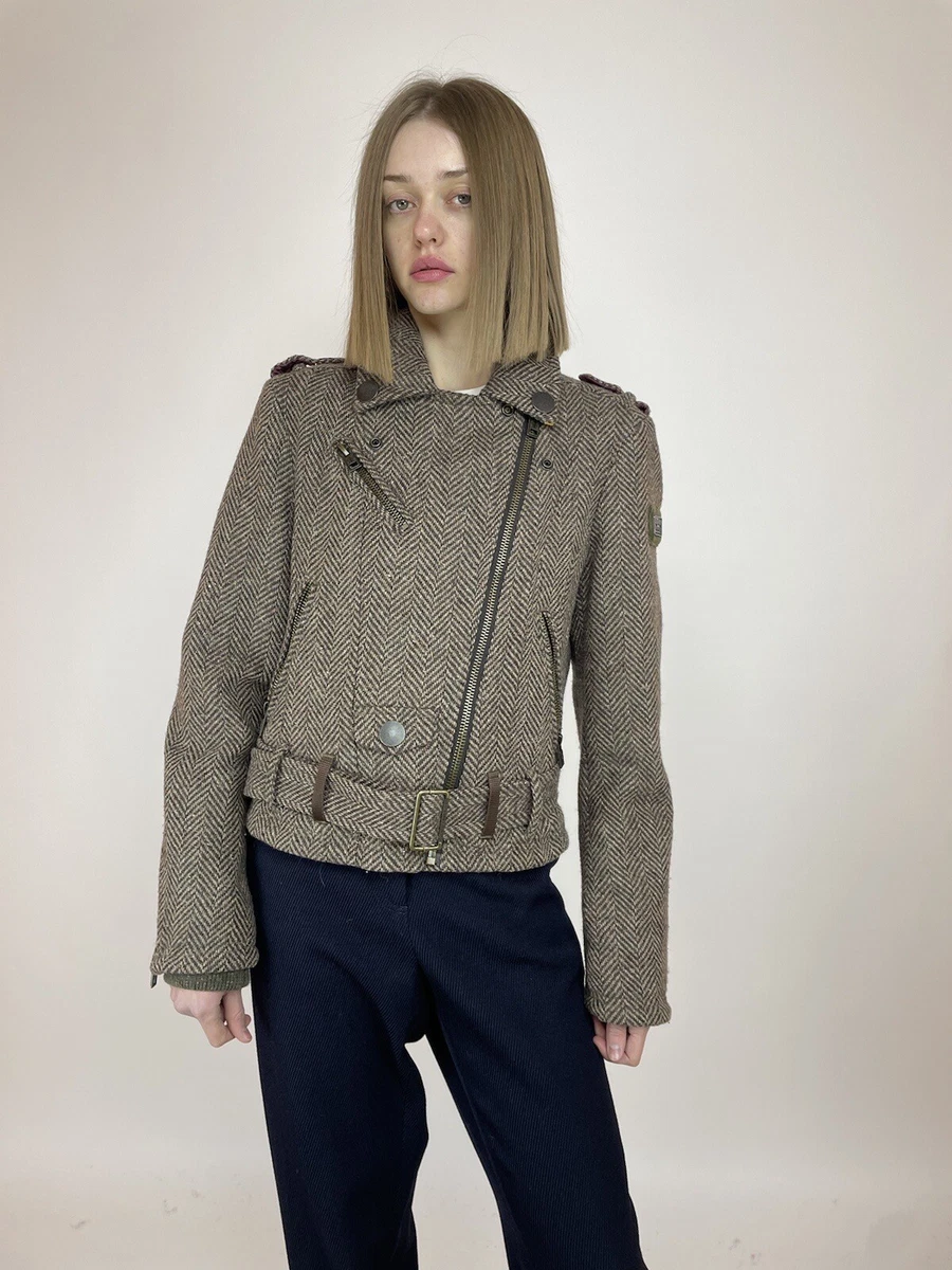 Tweed biker jacket womens sale