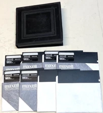 Maxell 8 Mini-Floppy Disks MD2-D, Dbl. Sided & Density Vtg. Computer Media w/box