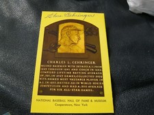 Charlie Chas Gehringer Charles Autographed HOF Plaque Postcard 