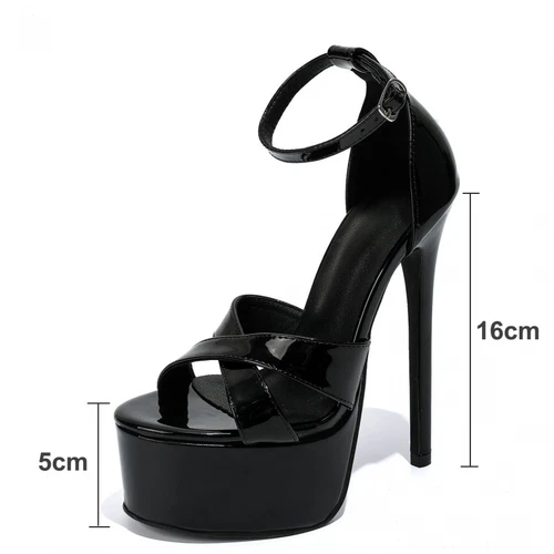 Damen Super High Heel Stiletto Sandalen Plateau Sexy Knöchelriemen Schuhe Abend - Bild 3 von 7