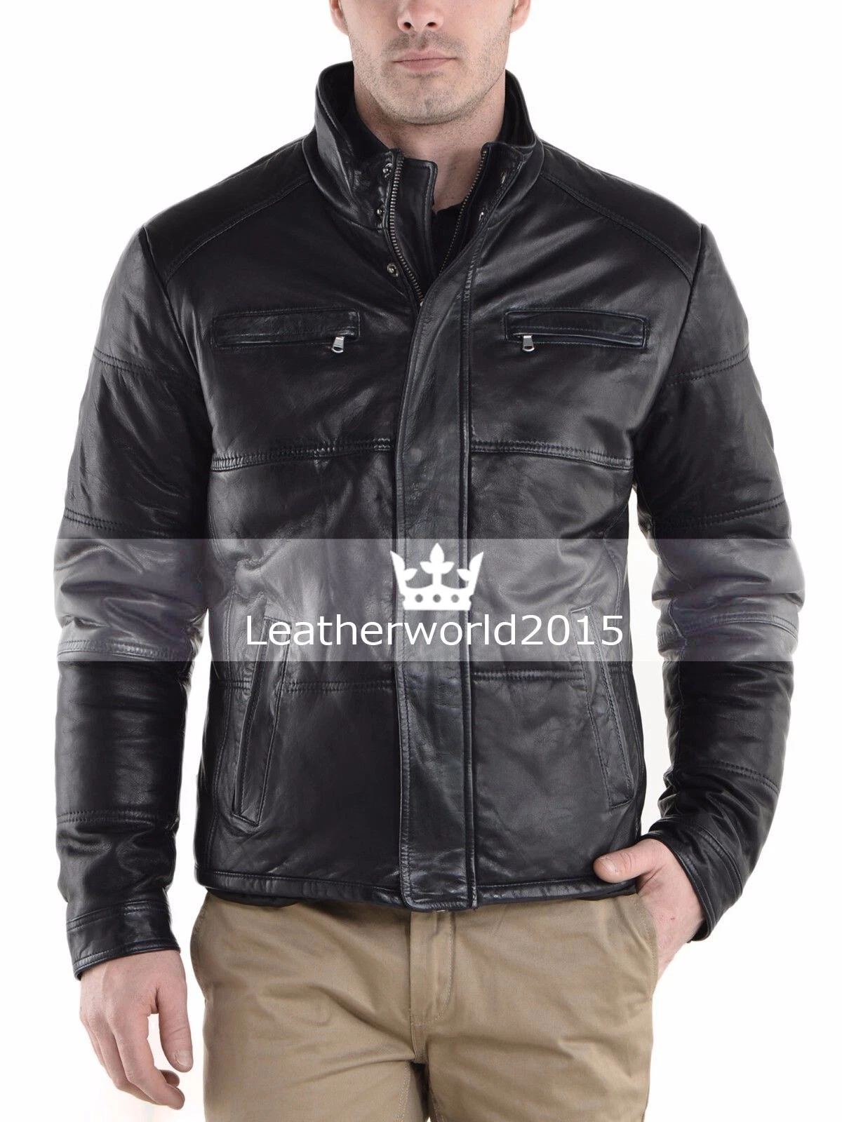 Trendy Men 100% Genuine Leather Pure Lambskin Coat Fall / Autumn / Winter Jacket