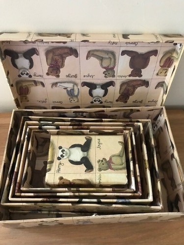 Juego de 8 cajas de almacenamiento de tarjetas TEDDY BEAR tamaños graduados Stubbs Hunk Designs - Imagen 2 de 5