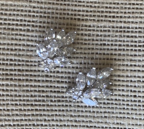 Nolan Miller Vintage Marquise Crystal Stud Cluster Pierced Earrings - Foto 1 di 5