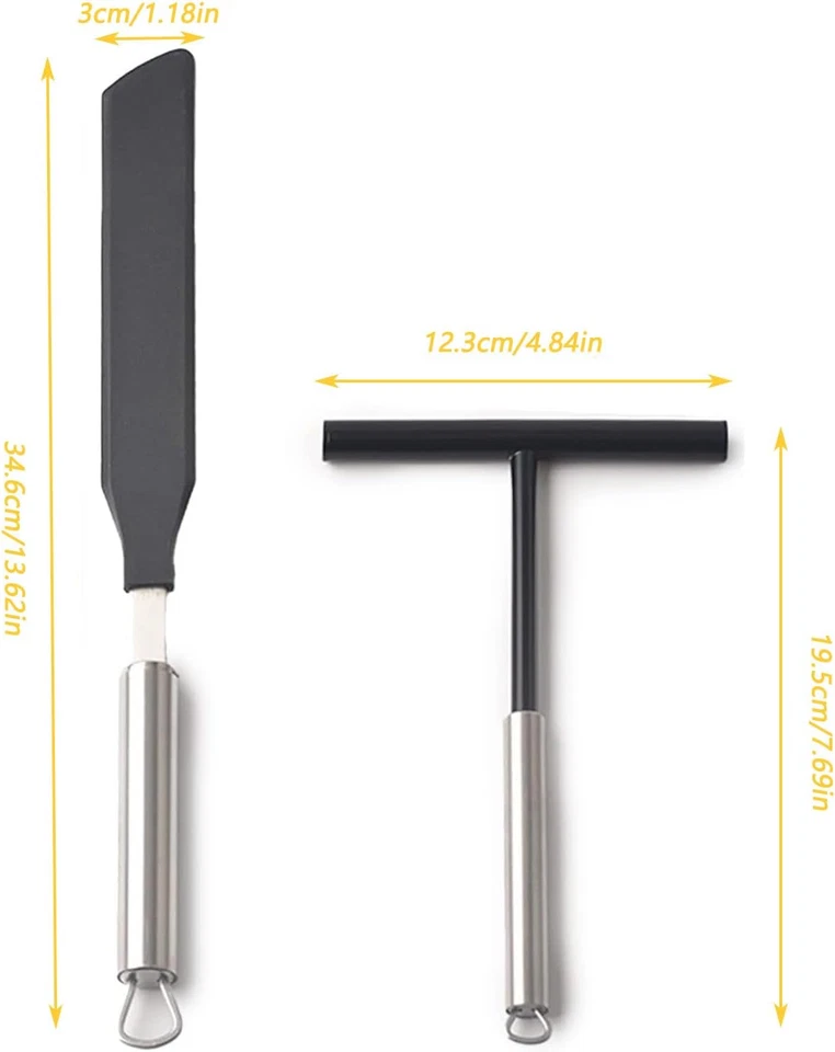2 Pezzi Accessori Crepes Set, Crepes Distributore E Spatola, Accessori per Crepe - Immagine 3 di 4