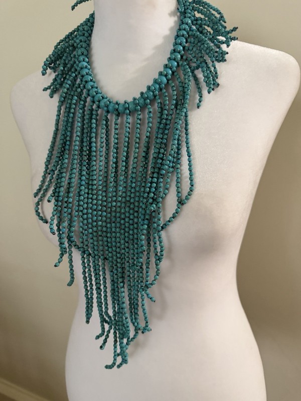 Anthropologie Beaded Necklace Statement Turquoise Western Boho Bohemian NEW