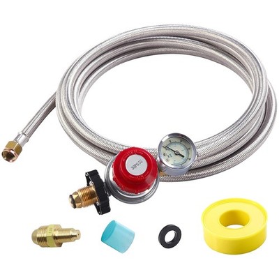 Durable 18FT Propane Regulator with Gauge & Excess Flow Protection Included