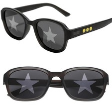 Unisex Black Gray Star Lens Polarized Square TR90 Lightweight Fashion Sunglasses