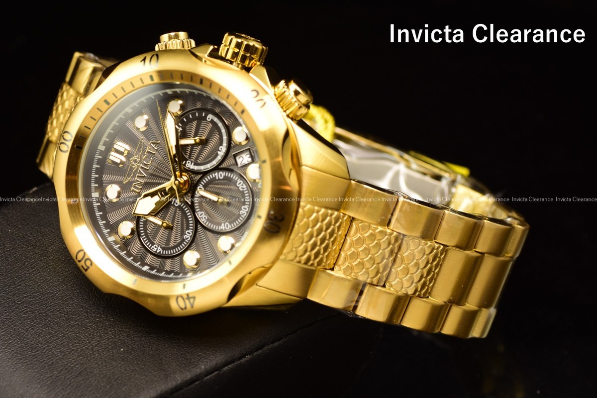 Invicta Venom STEELSHED 46mm Chronograph Black Dial Gold Tone SS