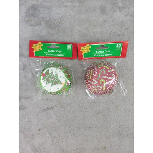 Greenbrier International Christmas Baking Cups 100ct Holiday Tree Candy Cane Red