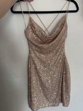 Windsor Gold Sequin Mini Bodycon Dress Strappy Party Cocktail Women