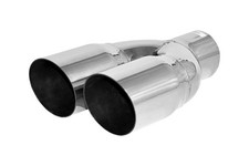 Dual Slant Polished Stainless Exhaust Tip 2.5 Inlet 3 Outlet 9.5 Overall