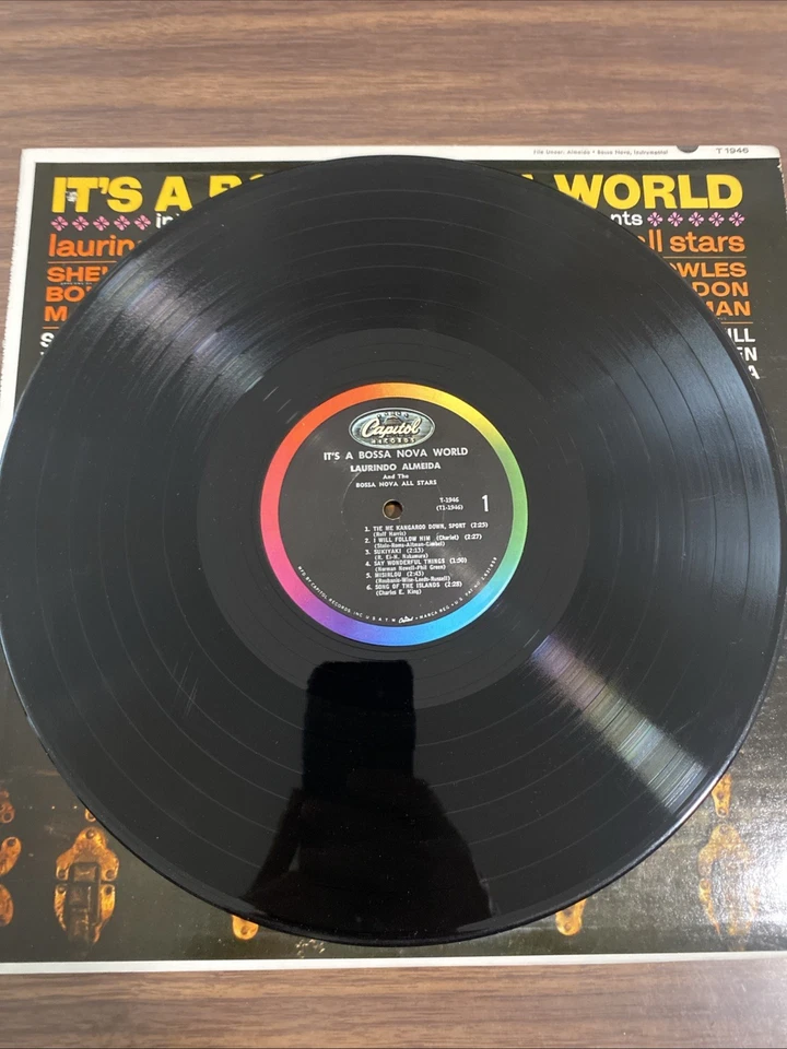Laurindo Almeida – It’s A Bossa Nova World LP (Capitol T-1946 Mono Rainbow) - Image 3 of 4