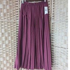 Vtg Deadstock Pleated Midi Skirt Burgundy Wool Blend Classic Dark Academia Sz M