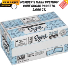 Member's Mark Premium Cane Sugar Packets, 2,000 ct. 12.5 lb. NEW, FREE SHIPPING
