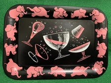 MCM Vintage Hazel Atlas Pink Elephant Cocktail Tip Tray Atomic Barware (7 avail)
