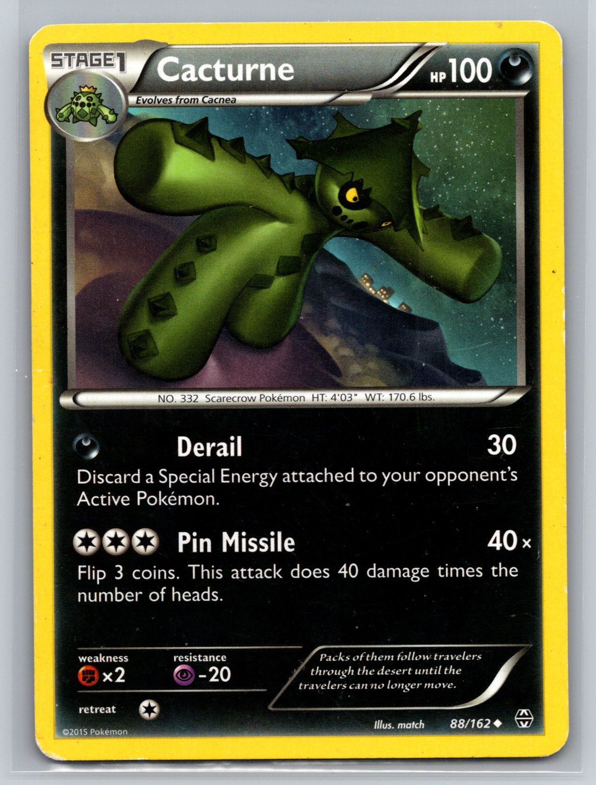 Cacturne 88/162 Regular Uncommon 2015 Pokémon Card