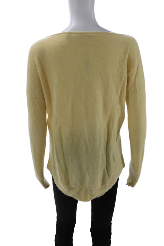 Suéter pulôver feminino Cullen amarelo cashmere gola redonda tamanho P - Imagem 3 de 4