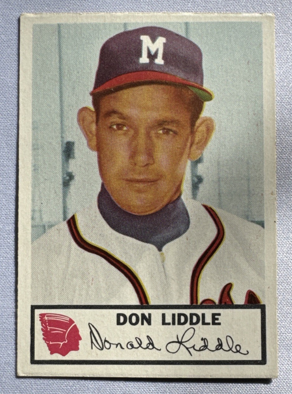 Don Liddle #9 Baseball Cards 1953 Johnston Cookies Braves trading card — raw and PSA graded price guide