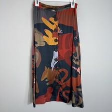 Farm Rio Viscose Printed Skirt-Button Front-Midi-Amazonian Animals-Small