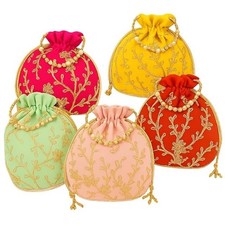 Indian Embroidered Handmade potli bag Women Potli Bag Traditional Gift pack of 5