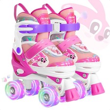 PAPAISON Adjustable Kids Roller Skates Illuminating Wheels Ages 4-12