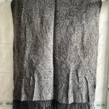 Cashmere Soft Feel Acrylic Scarf Gray Black W28.5 In L72 In